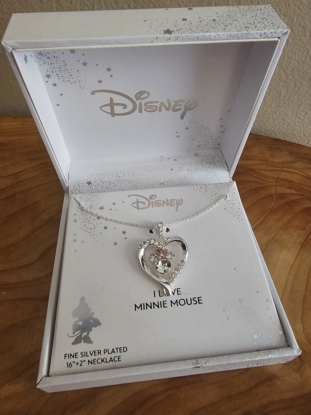Disney I Love Minnie Mouse Silver-Plated Heart Necklace - Picture 3 of 6